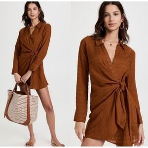 L*Space Daydream Tunic Dress Amber Brown Swim Cover Size Small Beach Travel